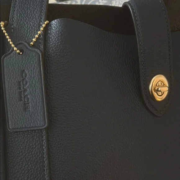 Coach Dark Blue Leather Tote - Picture 5 of 6